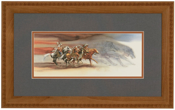 Bev Doolittle 'Wolves of the Crow' Matted & Framed L/E