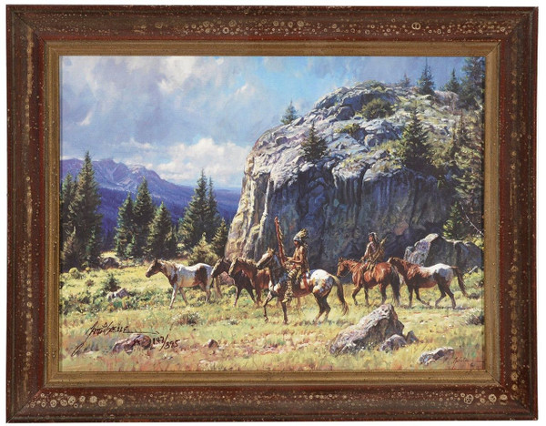 Martin Grelle "Warrior's Quest" Indian Canvas Framed L/E Signed & Numbered