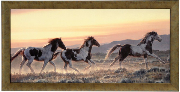 Nancy Glazier "Early Morning Run" Horses Canvas Framed L/E Signed & Numbered