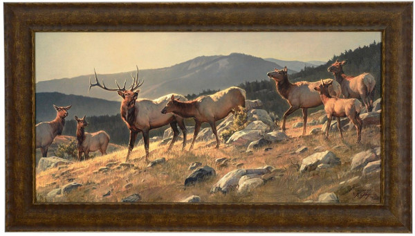 Nancy Glazier "High Country" Elk Canvas Framed L/E Signed & Numbered