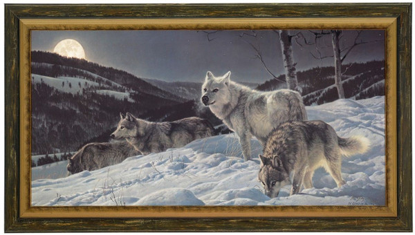 Nancy Glazier "Hunter's Moon" Wolves Canvas Framed L/E Artist Proof