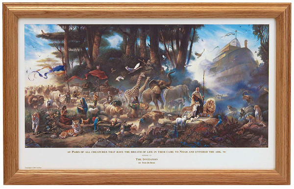 Tom duBois "The Invitation" with Scripture Noah's Ark Framed Art Print Signed O/E