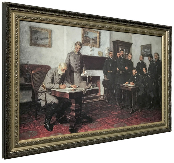 Tom Lovell "Surrender at Appomattox" Court House Canvas Finish Framed Art O/E