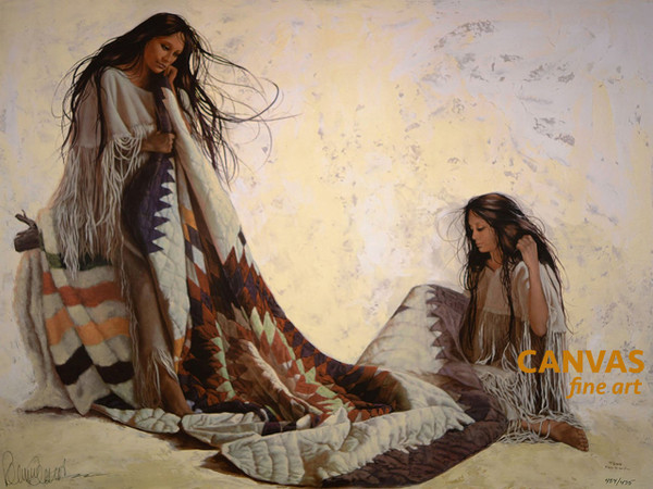 Penni Anne Cross "Quilt Makers" Native American Canvas Art Signed & Numbered L/E
