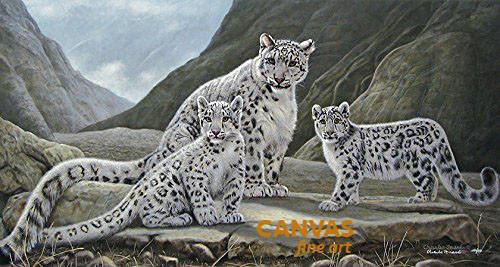 Charles Frace 'Kinship' Snow Leopards Canvas Signed & Numbered L/E