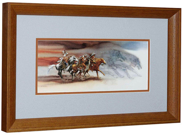 Bev Doolittle "Wolves of the Crow" American Indian with Horse Matted & Framed