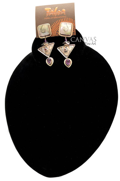 TABRA Earrings Mother of Pearl Amethyst and Garnet Stones Sterling Silver