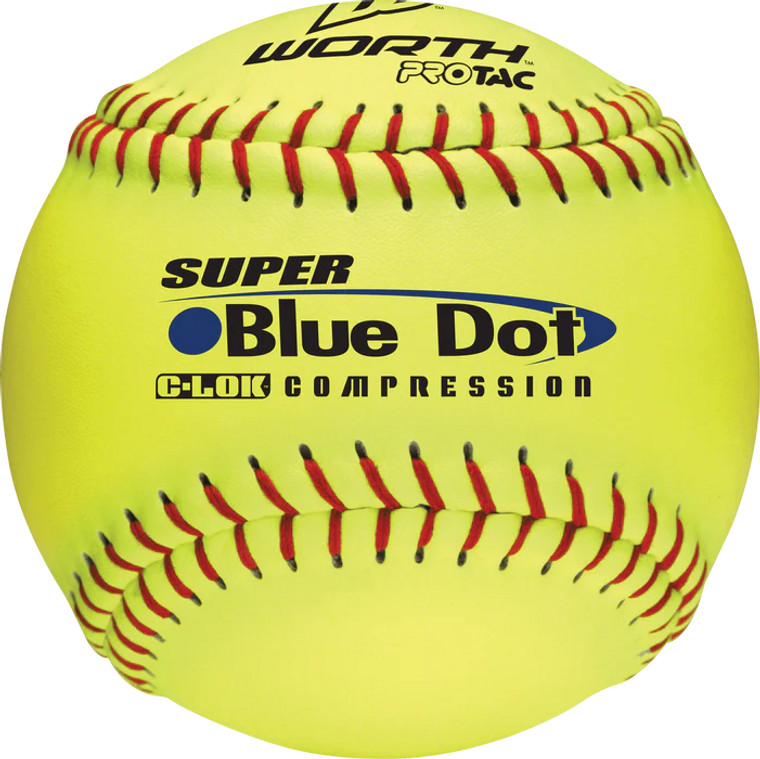 Worth Super Blue Dot 12” Slowpitch Softball, One Dozen, YS2RS