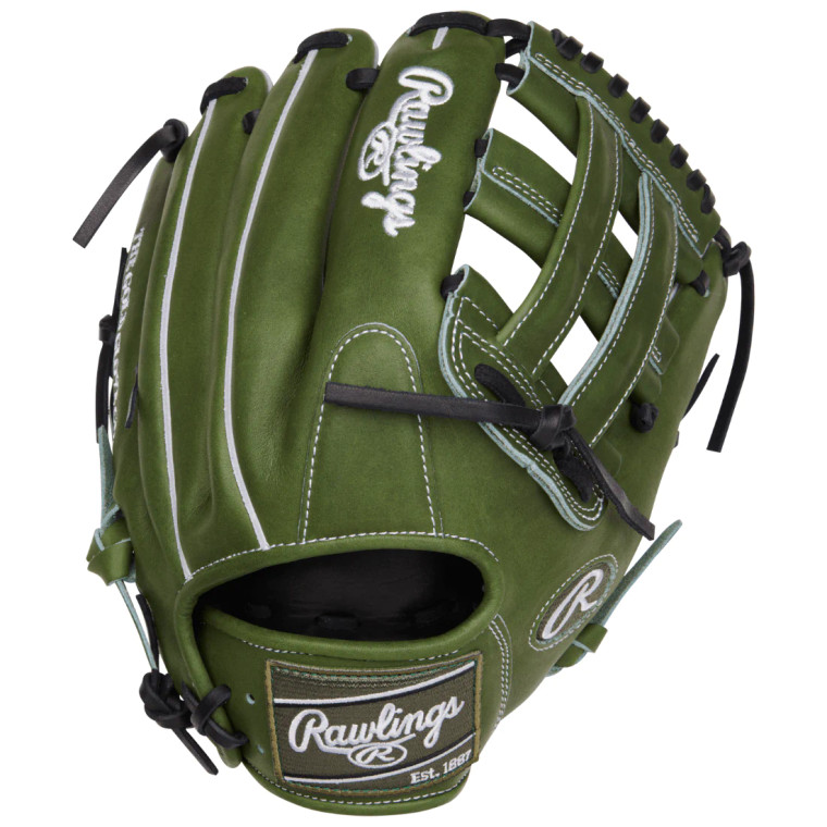 2024 Rawlings Heart of the Hide 12.25" Military Green Baseball Glove, RPROKB17MG