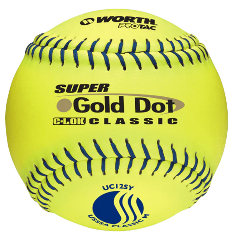 Worth 12" USSSA Super Gold Dot Classic M Softballs (Dozen), UC12SY