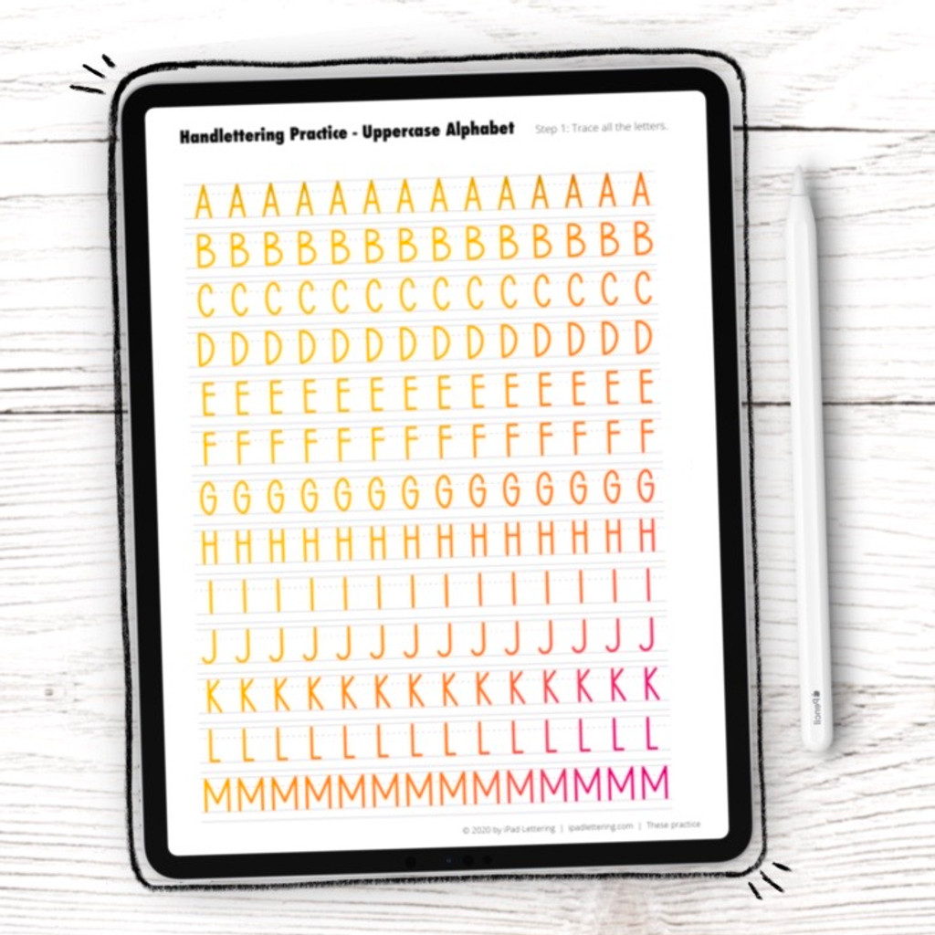 Lowercase Brush Lettering Guide, iPad Lettering, Procreate App