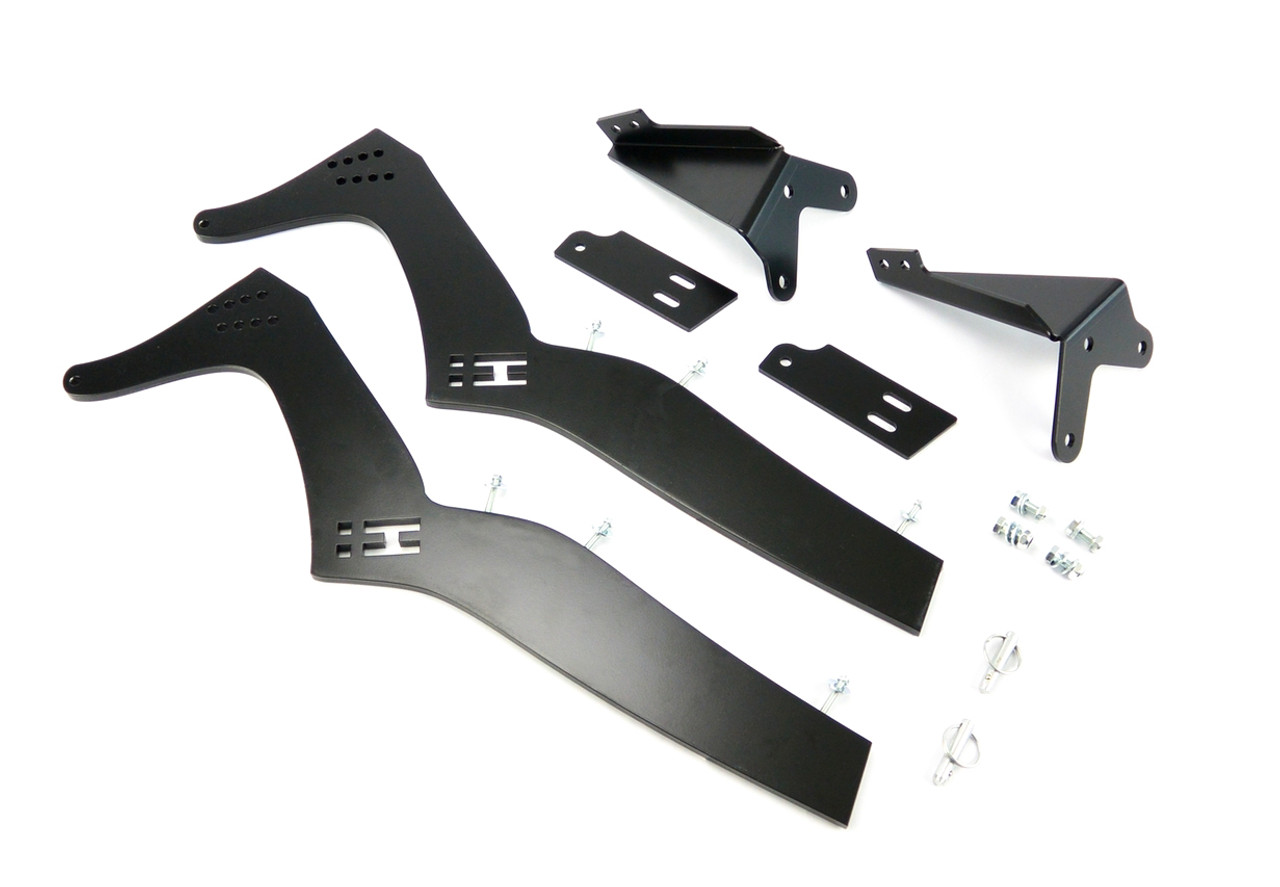 BMW E46 Sedan trunk profile, rear mount uprights and frame mounting system for wing/spoiler. Designed to make the trunk fully operational (full Upright Kit shown)