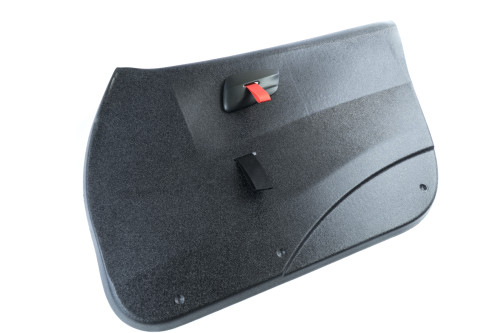 Front Lightweight Door Panel for BMW E9X Sedan with our RS Style Door Pulls in Red