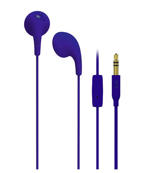 Bubble Gum Talk Earphones w/ Mic & Remote, Purple
