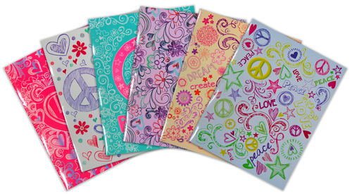 Glossy Portfolio, Assorted Peace & Love Designs