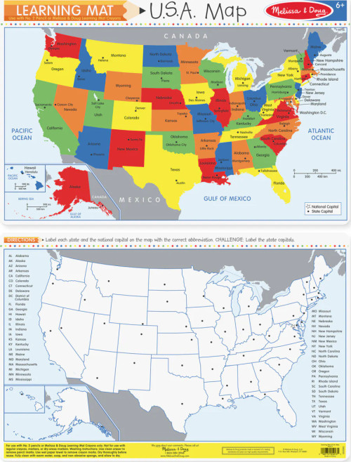 Melissa & Doug U.S.A. Map Write-a-Mat Learning Mat