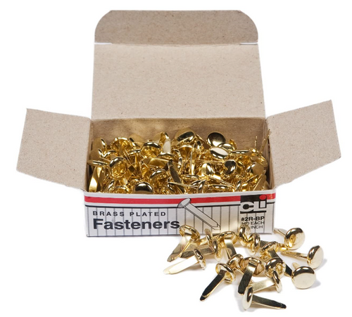 Brass Fasteners, Size #2, 12", 100ct, Gold