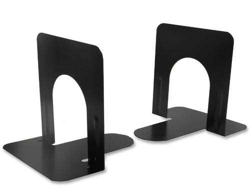 Steel Bookends, Non-Skid, 5", Black