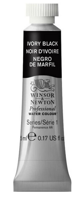 Professional Watercolor Paint, 5mL, Ivory Black