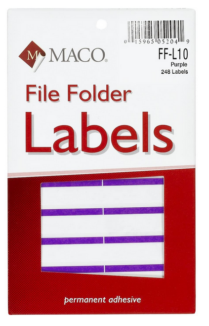 1/3 Cut File Folder Label, Purple