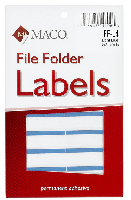 1/3 Cut File Folder Label, Light Blue