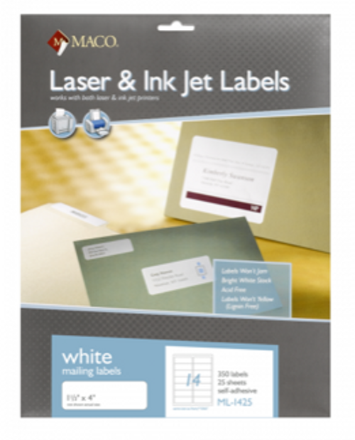 Shipping Label, 1-1/3" x 4", White, 350 Labels