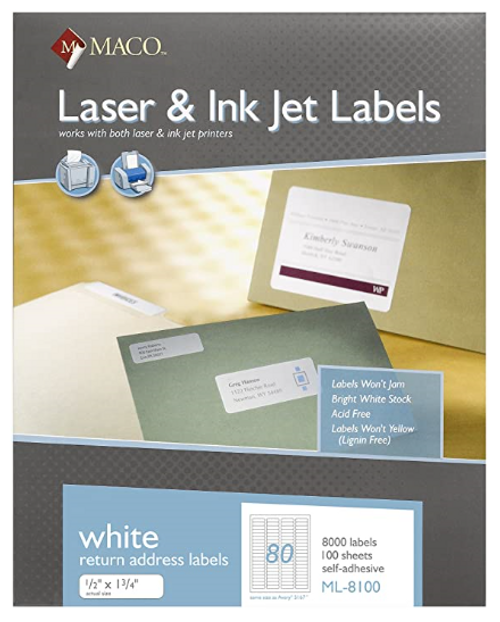 Address Label, 1/2" x 1-3/4", White (8000 Labels)