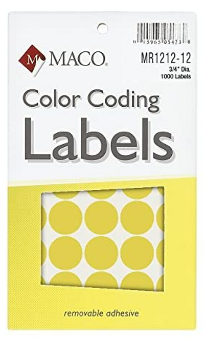 Dot Label, 3/4", Yellow Glo, 1000 Labels