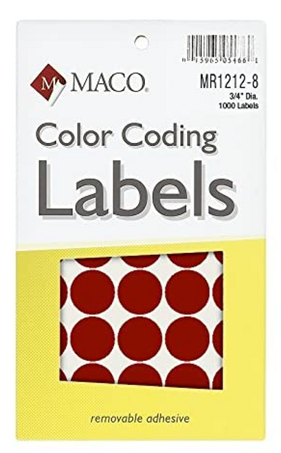 Dot Label, 3/4", Red, 1000 Labels