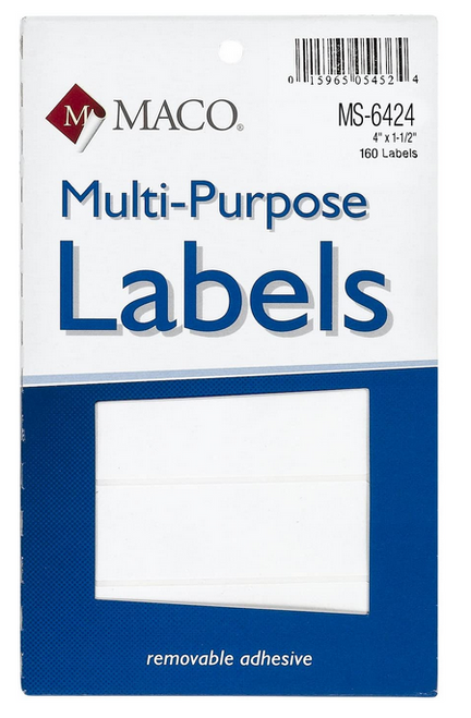 Multipurpose Label, 4" x 1-1/2", White, 160 Labels