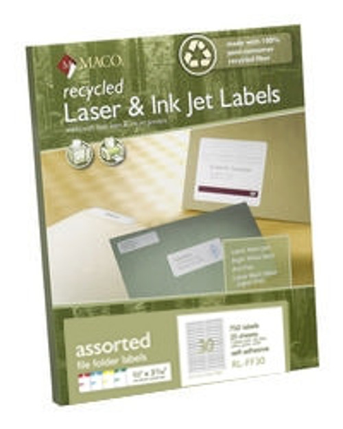 Recycled File Folder Labels, Assorted Colors