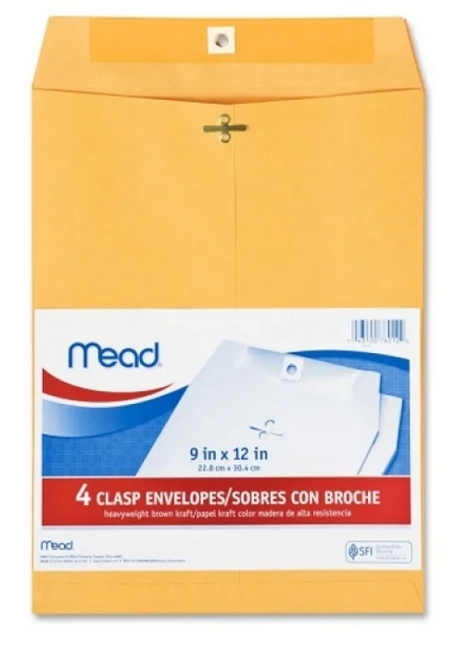 9"x12" Mead® Heavyweight Kraft Clasp Envelopes (4ct.)