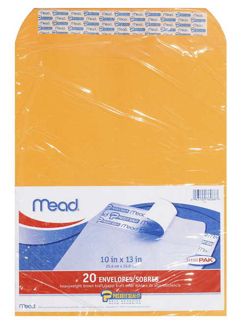 10"x13" Mead® Press-It Seal-It® Self-Adhesive Heavyweight Kraft Catalog Envelopes (20ct.)