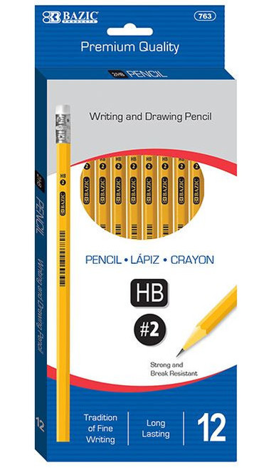 #2 Wooden Pencils, HB, Yellow, Dozen