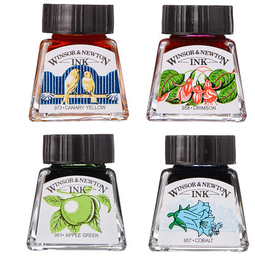 Winsor & Newton Drawing Ink Vibrant Tones Collection, 14ml, 4 Count