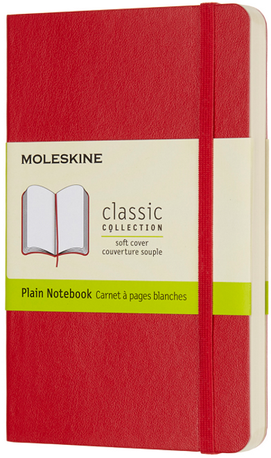 Pocket Classic Soft Cover Notebook, Plain, Scarlet Red - Closeout