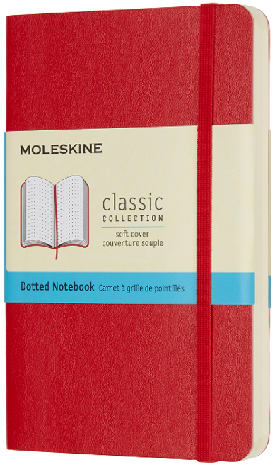 Pocket Classic Soft Cover Notebook, Dotted, Scarlet Red - Closeout