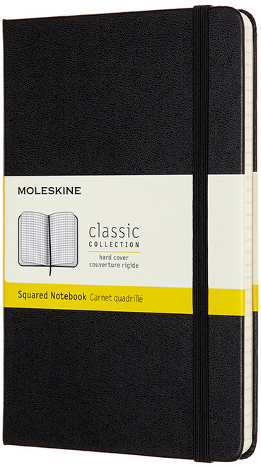 Medium Classic Hard Cover Notebook, Squared, Black