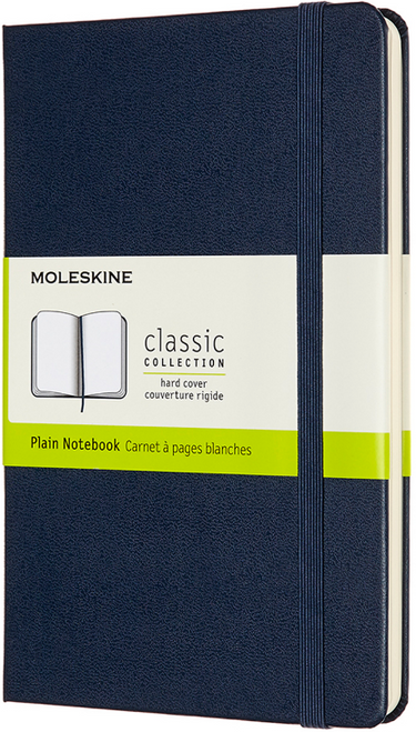 Medium Classic Hard Cover Notebook, Plain, Sapphire Blue