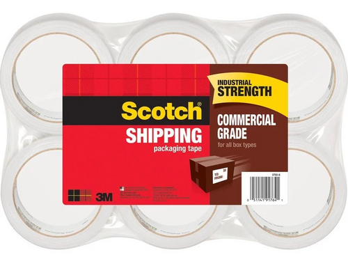 Scotch Commercial Grade Shipping Packaging Tape, 1.88" x 54.6yd, 6-Roll Pack