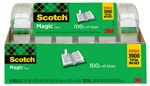 Scotch Magic Tape, 3/4"x 650", 6 Pack