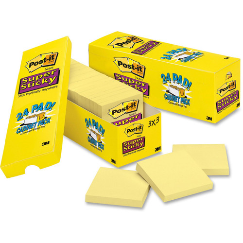 Post-it Super Sticky Notes, 3"x3", Canary