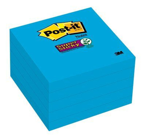 Post-it Super Sticky Notes, 3"x3", Mediterranean Blue