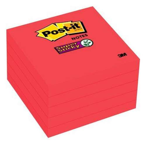 Post-it Super Sticky Notes, 3"x3", Red