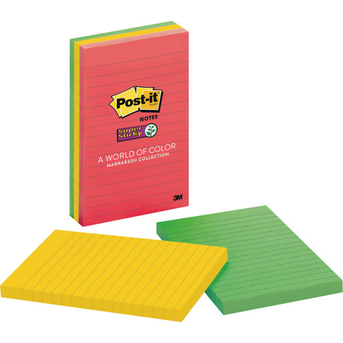 Post-it Super Sticky Notes, 4"x 6", Marrakesh Collection