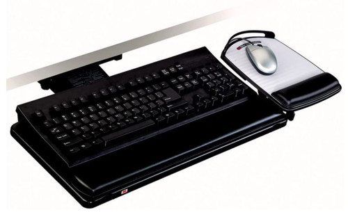 3M Knob Adjust Keyboard Tray with Mouse Platform - Black