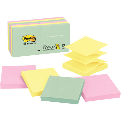 Post-it Pop-up Notes, 3"x3", Pastel Colors