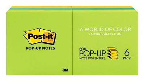 Post-it Pop-up Notes, 3"x3", Jaipur Color Collection