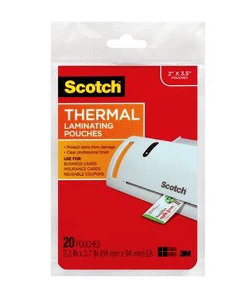 Scotch Thermal Pouches, Business Card Size, 20 pk.