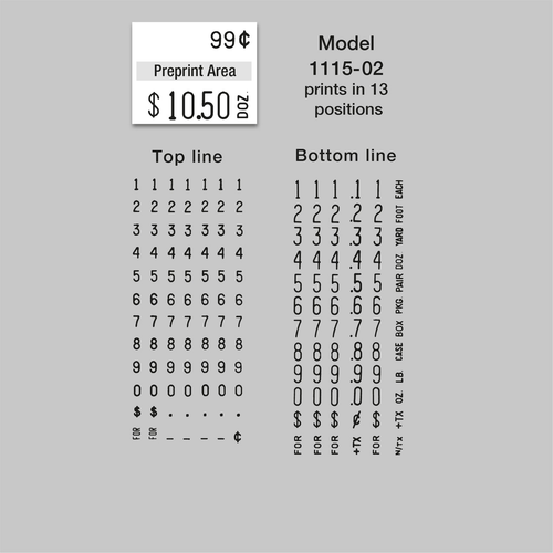 1115-02 Price Gun, 2 Lines, 13 Digits